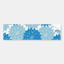 Pretty Blue Flower Blossoms Floral Pattern Print Bumper Sticker