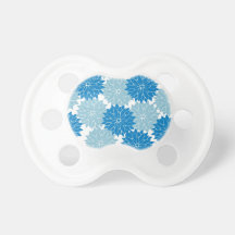 Pretty Blue Flower Blossoms Floral Pattern Print Pacifiers