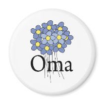 Pretty Blue Flower Oma T-shirt Fridge Magnet
