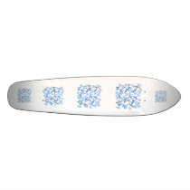 Pretty blue flower pattern on white. Custom Skate Decks