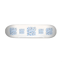 Pretty blue flower pattern on white. Custom Skate Board Decks