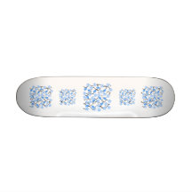 Pretty blue flower pattern on white. Custom Skate Board Decks