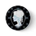 Pretty Blue Skull Cameo Button