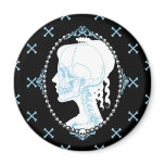Pretty Blue Skull Cameo Refrigerator Magnet
