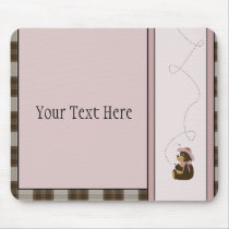 Pretty Brown Bear Brown Plaid Mousepad
