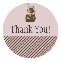 Pretty Brown Bear Diagonal Stripes Thanks Sticker