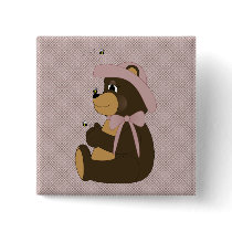 Pretty Brown Bear Diamonds Button