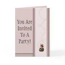 Pretty Brown Bear Diamonds Invitation
