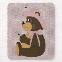 Pretty Brown Bear Diamonds Mousepad