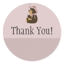 Pretty Brown Bear Diamonds Thank You Sticker