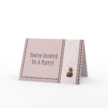 Pretty Brown Bear Dots Invitation