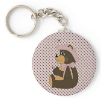 Pretty Brown Bear Dots Keychain
