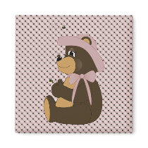 Pretty Brown Bear Dots Magnet