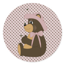 Pretty Brown Bear Dots Sticker