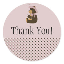 Pretty Brown Bear Dots Thank You Sticker
