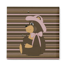 Pretty Brown Bear Horizontal Stripes Magnet