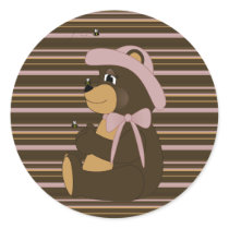 Pretty Brown Bear Horizontal Stripes Sticker