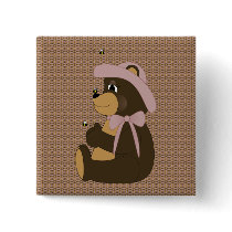 Pretty Brown Bear Pattern Button