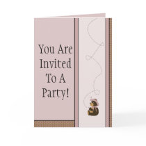 Pretty Brown Bear Pattern Invitation