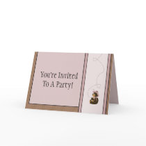 Pretty Brown Bear Pattern Invitation