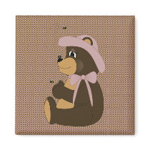 Pretty Brown Bear Pattern Magnet