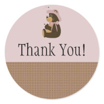 Pretty Brown Bear Pattern Thank You Sticker