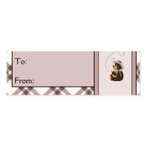 Pretty Brown Bear Pink Plaid Gift Tags