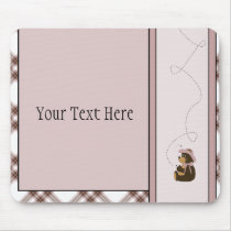 Pretty Brown Bear Pink Plaid Mousepad