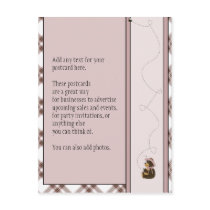 Pretty Brown Bear Pink Plaid Postcard