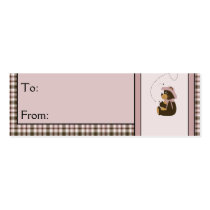 Pretty Brown Bear Rose Plaid Gift Tags