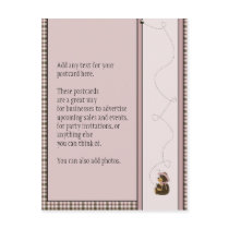 Pretty Brown Bear Rose Plaid Postcard