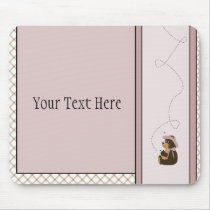 Pretty Brown Bear Tan Plaid Mousepad