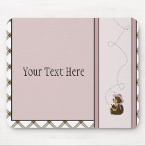 Pretty Brown Bear Toffee Plaid Mousepad