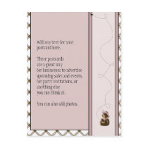 Pretty Brown Bear Toffee Plaid Postcard