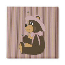 Pretty Brown Bear Vertical Stripes Magnet