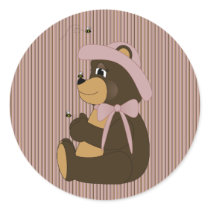 Pretty Brown Bear Vertical Stripes Sticker