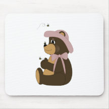 Pretty Brown Bear With Bees Mouse Mats
