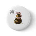 Pretty Brown Bear With Bumble Bees Beary Buzzy buttons