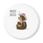 Pretty Brown Bear With Bumble Bees Beary Buzzy magnets