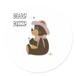 Pretty Brown Bear With Bumble Bees Beary Buzzy stickers