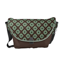 pretty brown green criss cross pattern courier bags