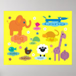 Pretty cartoon animal poster for young children posters