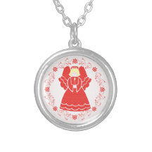 Pretty Christmas Angel In Red Lace Jewelry