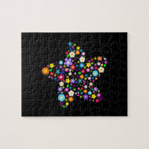 Pretty Colourful Floral Star Puzzles
