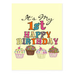 Pretty Cupcakes 1st Birthday Tshirts and Gifts Postcards