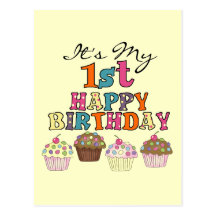 Pretty Cupcakes 1st Birthday Tshirts and Gifts Postcards