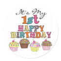 Pretty Cupcakes 1st Birthday Tshirts and Gifts stickers