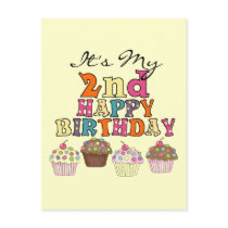 Pretty Cupcakes 2nd Birthday Tshirts and Gifts Post Card