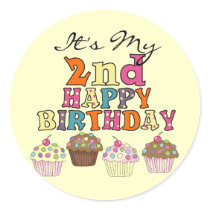 Pretty Cupcakes 2nd Birthday Tshirts and Gifts Stickers