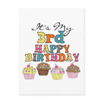 Pretty Cupcakes 3rd Birthday Tshirts and Gifts Post Card